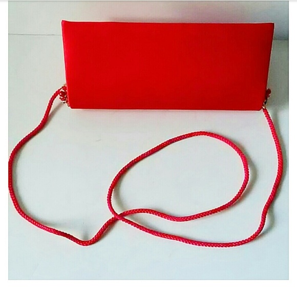 Red Satin Clutch Bag - Picture 3 of 8